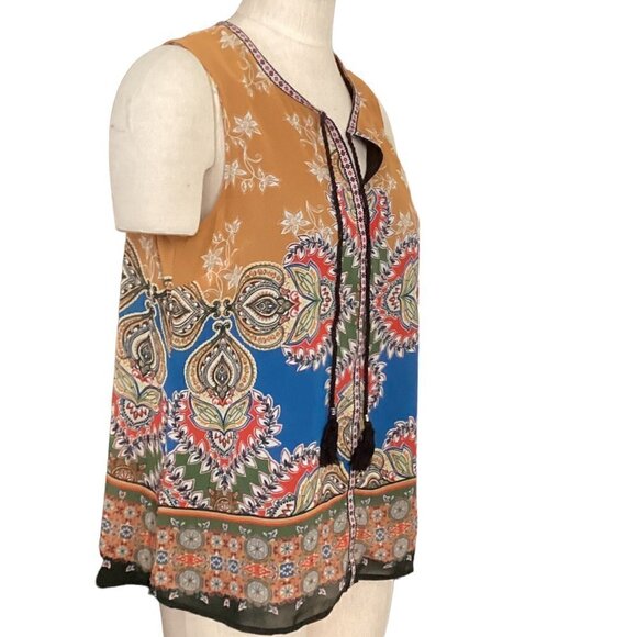 Daniel Rain Tunic Floral Sleeveless Top Sz M #74M - Picture 2 of 8